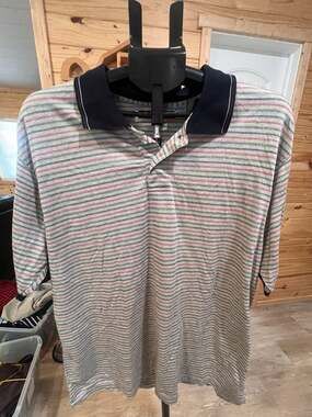 Chereskin Polo Shirt Size L Striped Short Sleeve Golf Top